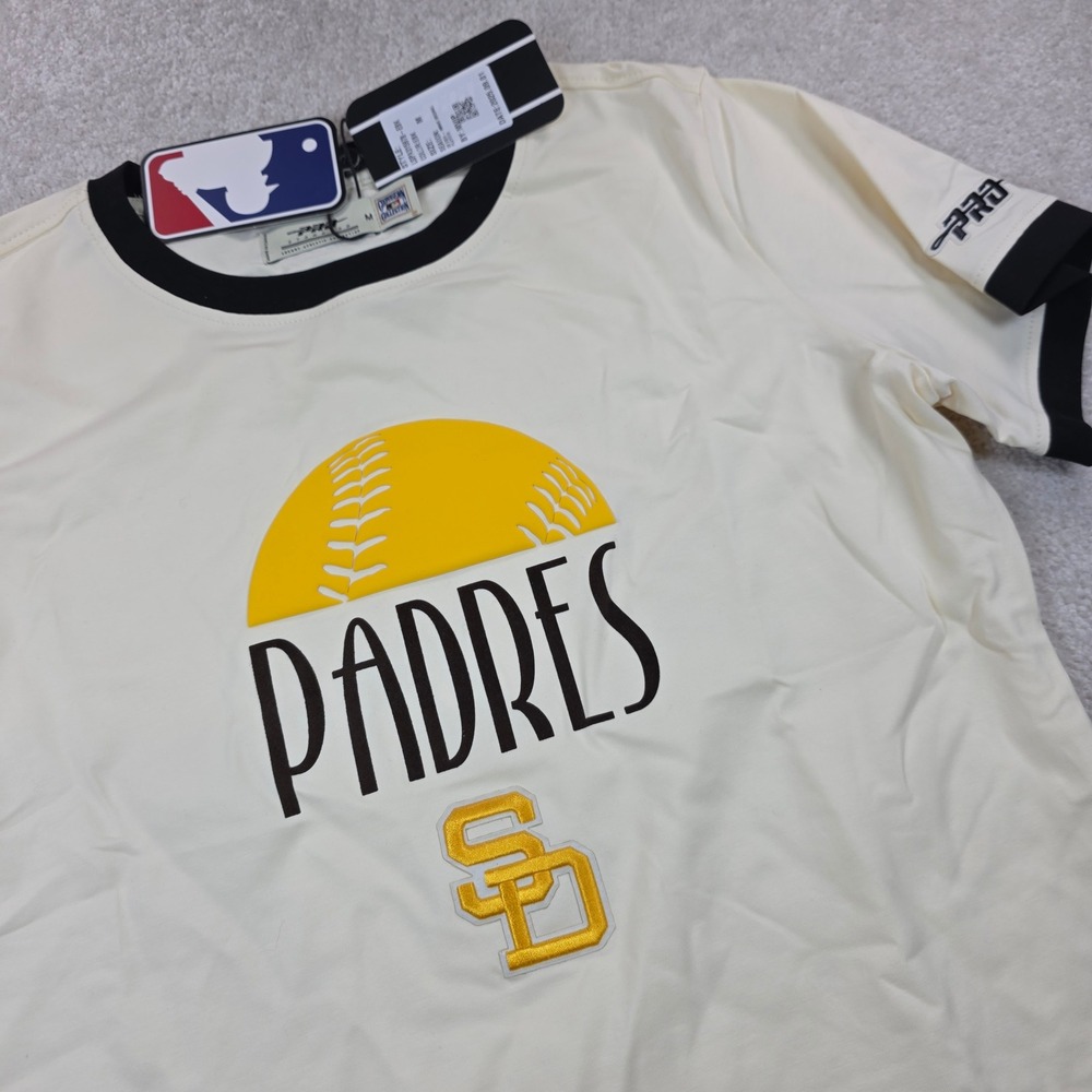 Pro Standard San Diego Padres Ringer Tee Women Medium Cream Black MLB LSPA315978